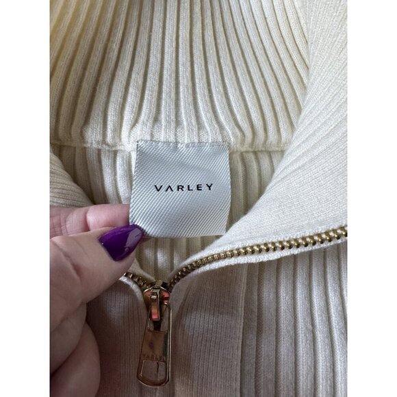 Varley Janie Ribbed Half Zip Sweater Womna's Sz L in Ivory - Picture 5 of 9